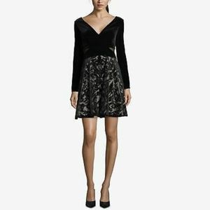 Xscape Womens Velvet Fit & Flare Party Dress